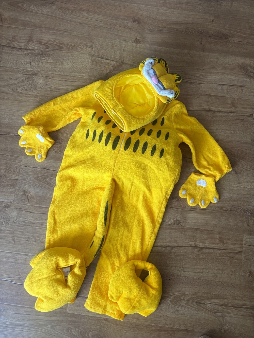 Adorable Garfield Cat Costume Jumpsuit with Hood and Accessories